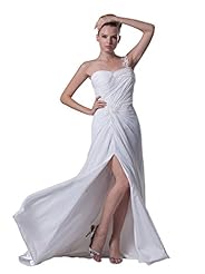 Applique Slit One Shoulder Chiffon  Dress