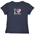 T-SHIRT WOMAN NAVY BLUE " I LOVE MYRTLE BEACH " SOUTH CAROLINA Large