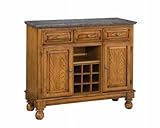 Salmon Granite Top on Oak Server by Home Styles - Medium Wood (5300-0065)