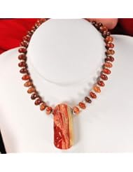 Natural Picasso Jasper Carved Girl Sterling Silver Necklace N2_0207_10