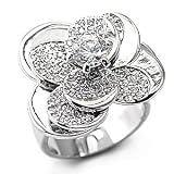 Italian Design Pave CZ Flower Ring