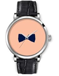 SPRAWL Aanalog Fashion Series Silver Ladies Watches of Genuine Black Leather Strap,Unique Wrist Watch for Women Girls Designed with blue ribbon