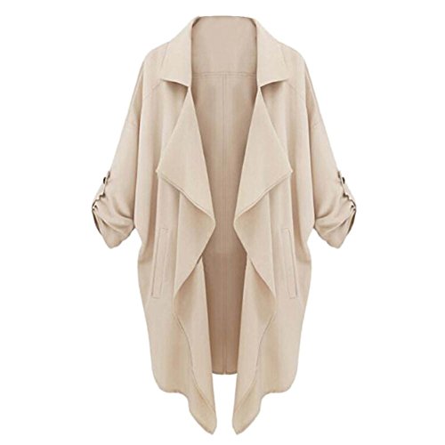 PanDaDa Lady Womens Lapel Windbreaker Long Coat Jacket Trench Parka Outwear
