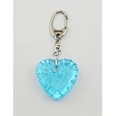 【ハート型】ハートキーホルダー【ガラス製】ブルー（青）