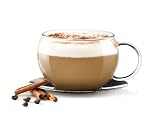 Bormioli Rocco H Drink Rondo Cappuccino Cup with Steel Saucer, Set of 2