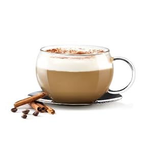 Bormioli Rocco H Drink Rondo Cappuccino Cup with Steel Saucer, Set of 2