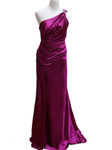 One Shoulder Satin Goddess Formal Prom Dress
