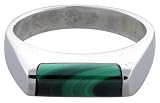 Sterling Silver Thin Malachite Ring