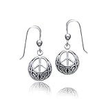 Bling Jewelry Sterling Silver Celtic Knotwork Peace Sign Drop Earrings