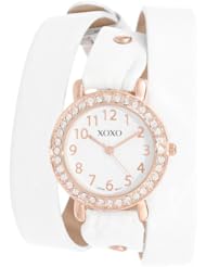 XOXO Womens XO5614  White Double Wrap Rhinestones Bezel Watch