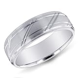 14K White Gold Laser Design Ladies Wedding Band