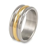 Gold Plated Polished Rounded Titanium Ring (8.8 mm) - Sizes 8 - 13