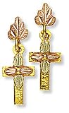 Landstroms Black Hills Gold Cross Earrings, post dangle, for pierced ears - A118PD
