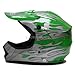 TMS® Youth Green Flame Motocross ATV Mx Off-road Dirt Bike Helmet DOT (Large)