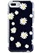 Dimaka Case for iPhone 7 Plus and iPhone 8 Plus, Cute Daisy Flower Vintage Black Pattern Protective Bumper,2 Layer Parts Hybrid 360 Full Cover for iPhone 7 Plus and iPhone 8 Plus