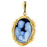 14K Yellow Gold Cameo Bride & Groom Pendant