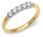 18k Yellow and White Gold 5 Stone Shared-Prong Band (1/4ctw, H, SI2), Size 4.5