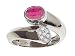 1.07 cttw Genuine Ruby and Diamond Ring in 14 kt White Gold Size 5.5