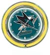 NHL San Jose Sharks Neon Clock - 14 inch Diameter - Game Room Products > Neon Clocks > NHL - Hockey
