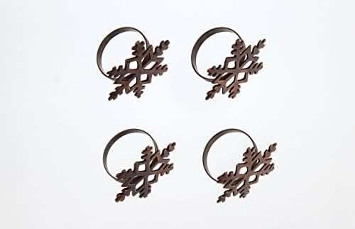 Napkin Rings for Dinners, Parties, Holidays,Everyday Use, Set of 4,Copper Tone SnowFlake