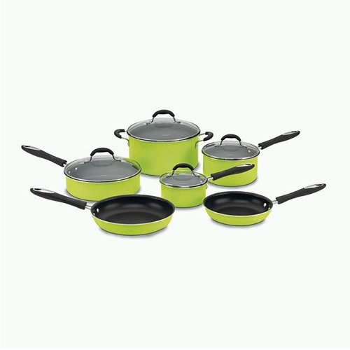 55%2D10LG %2DAdvantage Lime Green 10%2Dpiece Nonstick Cookware Set product image