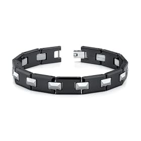 Tungsten and Ceramic Link Bracelet for Men
