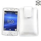 Sony Ericsson Xperia Mini Pro Hülle Tasche Etui Ledertasche Handytasche in Weiss (Die Schutzhülle ist geeignet für die neuere Xperia Mini Pro Version von Sony Ericsson)