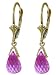 14k Solid Gold Pink Topaz Leverback Earrings