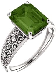 Platinum 10.00x8.00mm Emerald Cut Green Tourmaline Ring -- LIFETIME WARRANTY