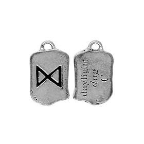 dag - Daylight, Ancient Runes of Prophecy Pewter Pendant on Faux Leather Braided Necklace