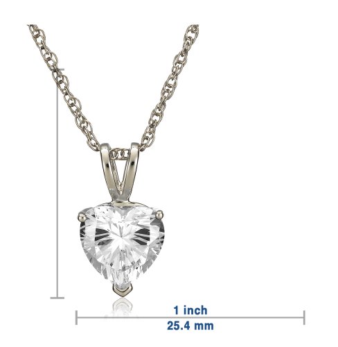 Platinum Overlay Sterling Silver 9.5 x 9.5 mm Cubic Zirconia Heart-Shaped Pendant, 18