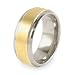 Ridged Edge Brushed & Polished Gold Plated Tungsten Carbide Ring (9 mm) - Sizes 8-13