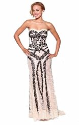 Crystal Beaded Lace Applique Crystals Chiffon/Taffeta/Tulle Evening Dress 