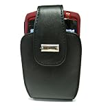 Combo of Blackberry OEM Black Leather Vertical Holster HDW-13789-001 and Dark Red Silicone Skin Cover Case HDW-13840-012 for Blackberry Curve 8300 8310 8320 8330