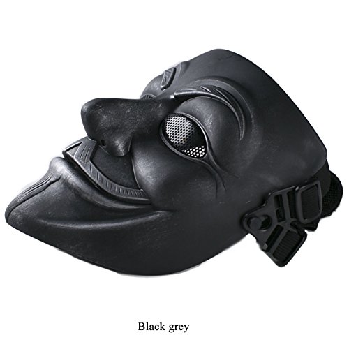 X-FOX Men's Vendetta Mask Cool Cosplay Accessories Full Face Mask ABS Plastic Version One Size Grey