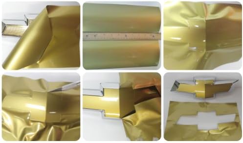 DownardWrapsTM Gold Vinyl Decals (overlay) You Cut Chevy Bowtie Emblem covers from (2) 11" x 4" Sheets-Wrapping Instructions Included