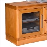 Furnitech 70-Inch Transitional console with radius corners & large center channel speaker compartment & fluted solid cherry edge detail Light Cherry Finish)