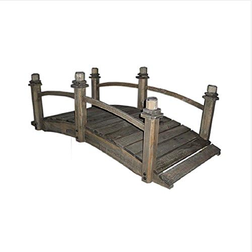Stylish Garden Bridge Wood Pine Iron Outdoor Pond Landscape New Decor Yard Wooden Backyard Decorative Natural