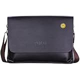 VIDENG POLO&reg; Newest Men's Genuine Leather RFID Blocking Secure Briefcase Shoulder Messenger Bag (C2-brown)