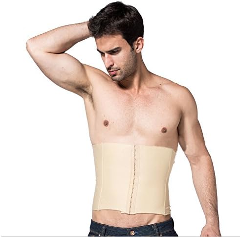 Surker Men's Waist Cincher Shapewear Body Shaper Slimming Corset Trimmer Belt(Nude,Large)