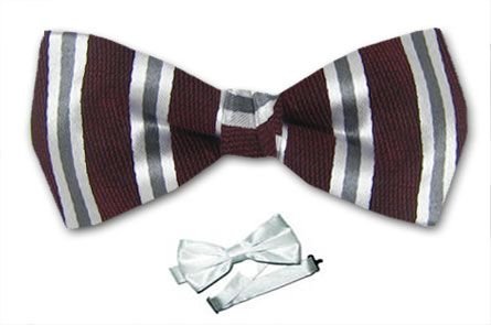 Boy's - Burgundy | White | Gray - Silk Woven Bowtie