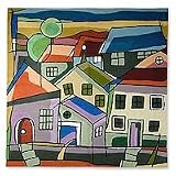 Chain stitched Kashmiri rug, 'Home' (3x3)