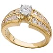 14K Yellow Gold Baguette Cut Diamond Engagement Ring (Center stone is not included)