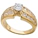 14K Yellow Gold Baguette Cut Diamond Engagement Ring (Center stone is not included)
