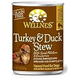 Wellness Canned Dog Food for Adult Dogs, Turkey and Duck Stew with Sweet Potatoes and Cranberries (Pack of 12 12.5 Ounce Cans)