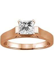 0.50 Ct Princess Cut Certified Solid 18k Rose Gold Diamond Resizable Ring