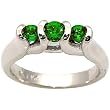 14K White Gold Emerald Three-Stone Ring