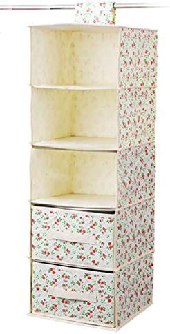 XSH 5 Layer 2 Drawers, Closet Hanging Storage Bag, Hanging Bag, Multilayer Cloth Bag for Storing, Plus Large Finishing Bag, Bag Storage Underwear (Beige)