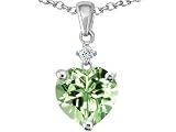 1.80 cts 14K Gold Plated 925 Sterling Silver Heart Shaped Created Green Sapphire Pendant