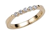 14k Yellow Gold Classic Round 5-Stone Diamond Wedding Band (1/4 cttw, H-I Color, SI1-SI2 Clarity)